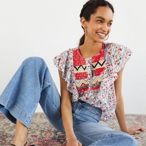 Anthropologie Let Me Be Bandana Button down Top
